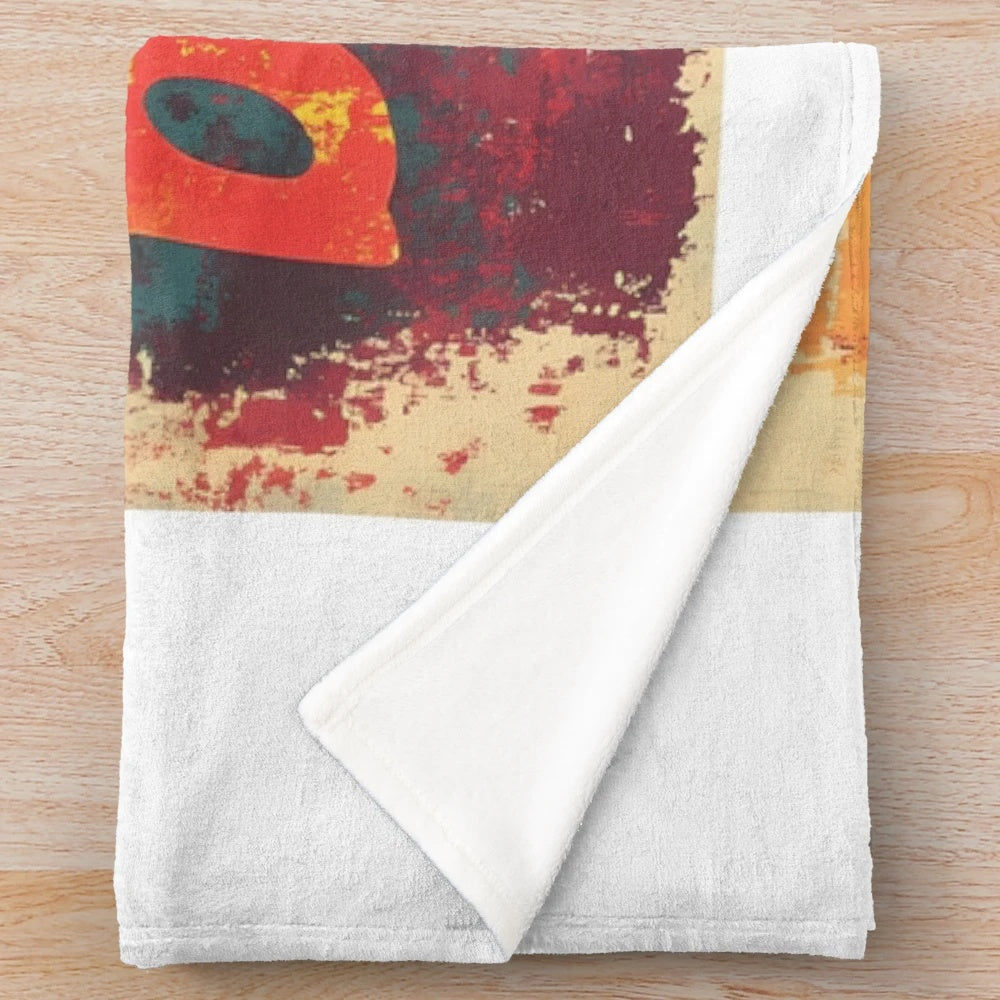 Retro city design plush blanket featuring a pastel-colored illustration of the Berlin skyline
