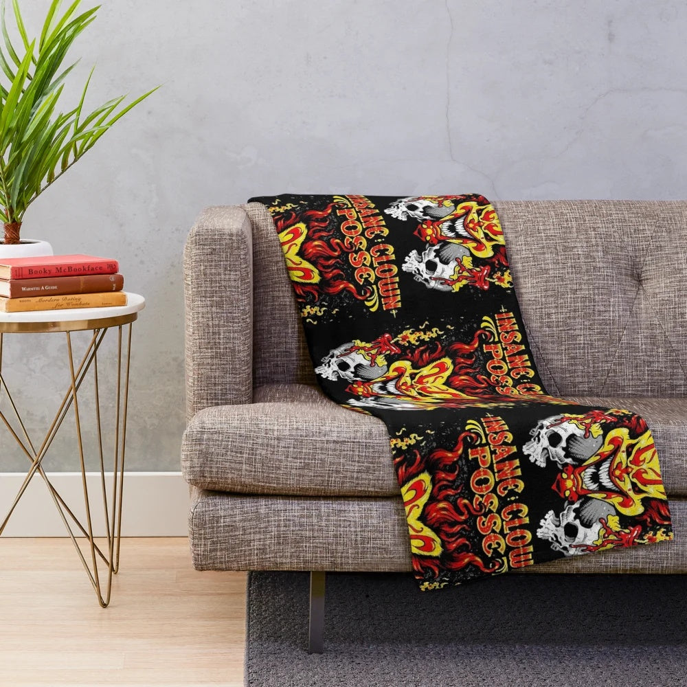 Colorful clown pattern plush blanket with retro 80s 90s hip hop and rap design