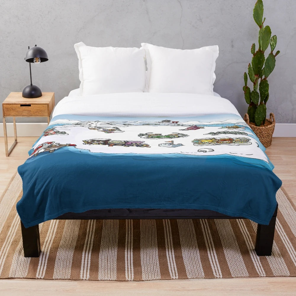 Club Penguin map design plush blanket