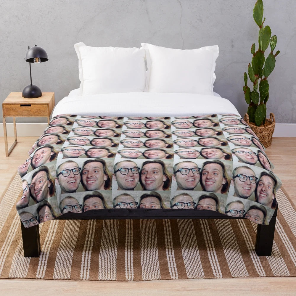 Plush blanket featuring Ade Edmondson and Rik Mayall, stars of the cult classic comedy series The Young Ones and Bottom