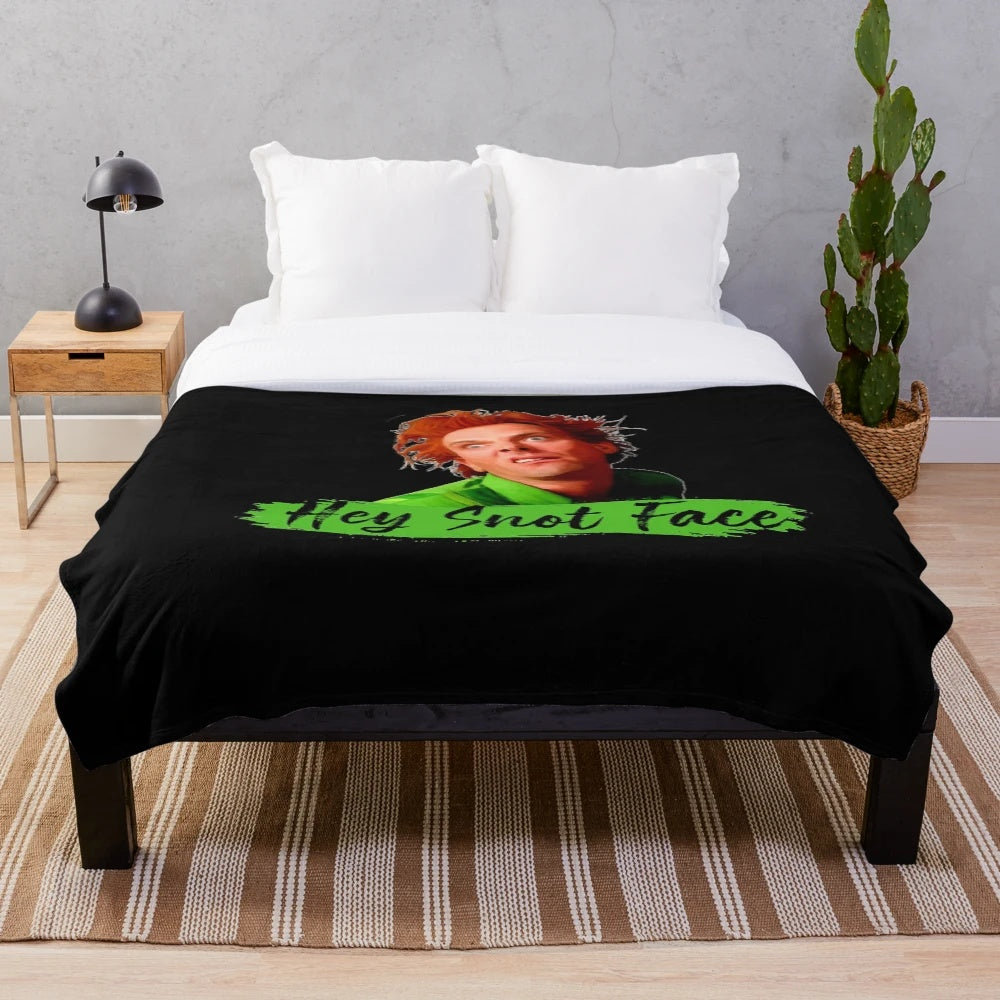 Retro comedy themed plush blanket featuring characters from The Young Ones and Drop Dead Fred