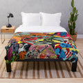 Retro comic book collage design on a plush blanket