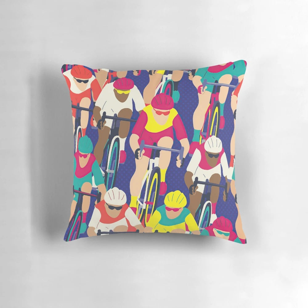 Retro-style cycling pillow featuring a cozy design for cycling enthusiasts