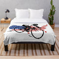 Retro cycling plush blanket with abstract pattern