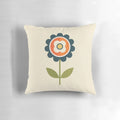 Retro daisy floral pattern pillow in orange and cream colors