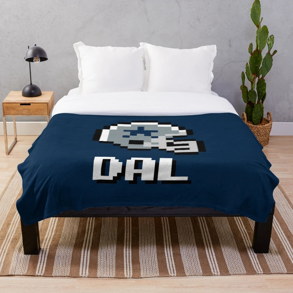 Vintage 8-bit inspired Dallas football plush blanket