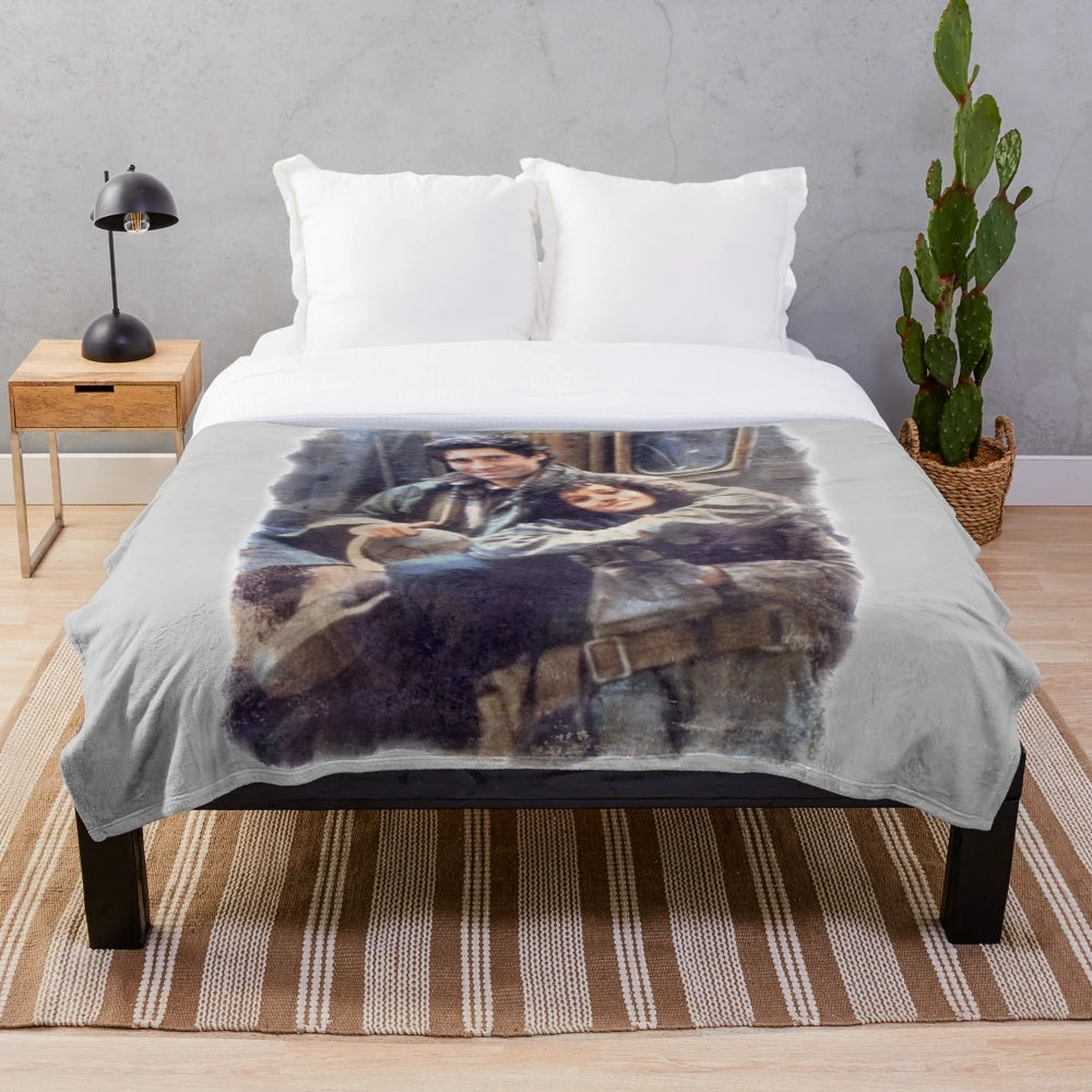 Retro dance movie inspired plush blanket featuring a watercolor design