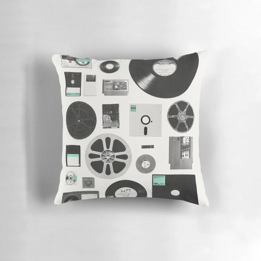 Retro data pillow featuring a minimalist design and vintage-inspired elements