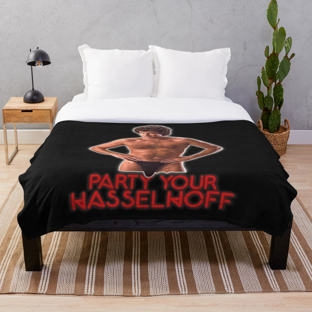 Retro David Hasselhoff Themed Plush Blanket