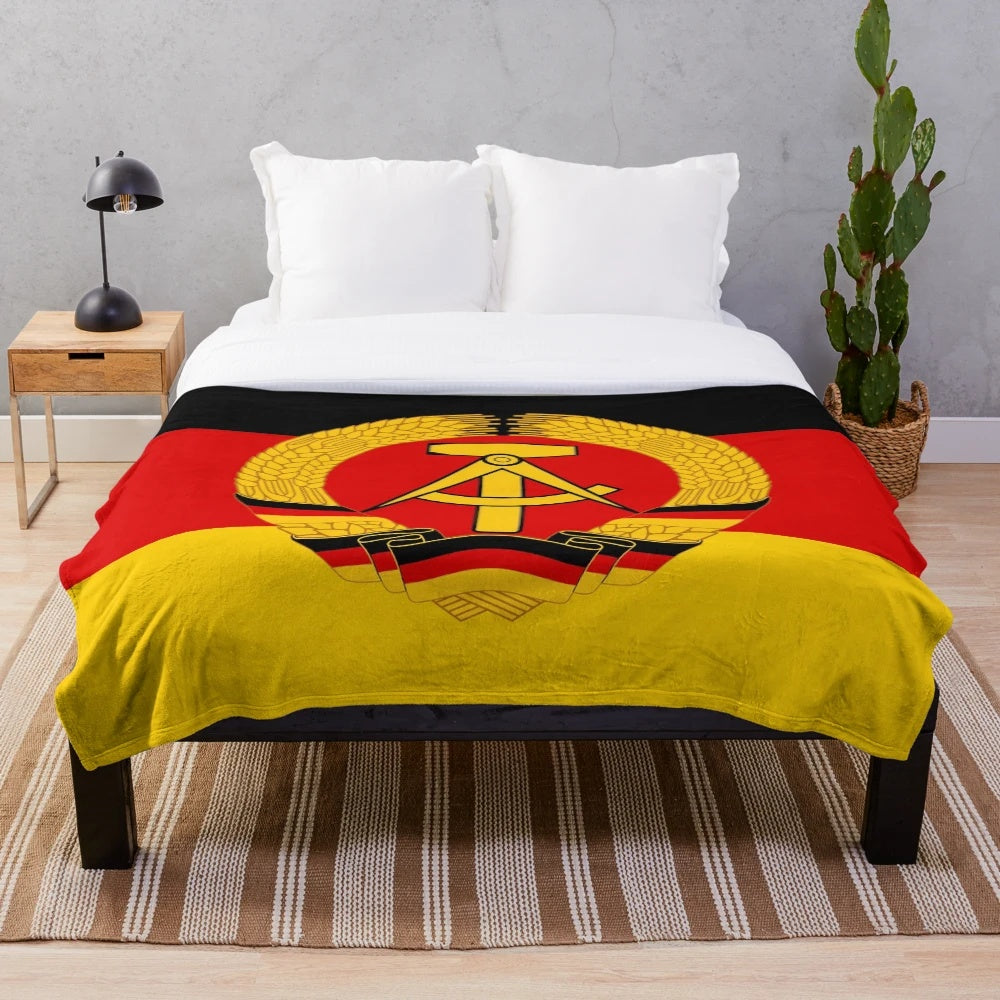 DDR Flag Plush Blanket - Cozy East Germany Memorabilia