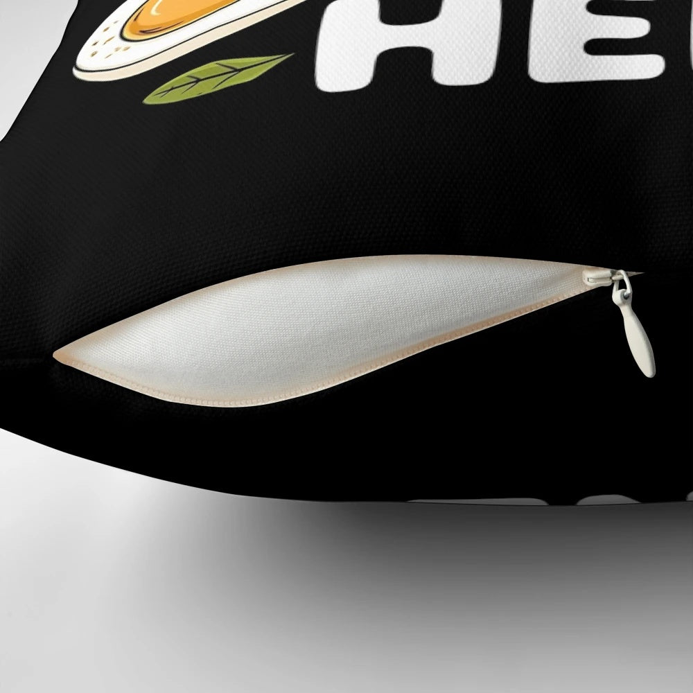 Retro-inspired Pillow featuring a "You Know Why I'm Here" Deviled Egg Design
