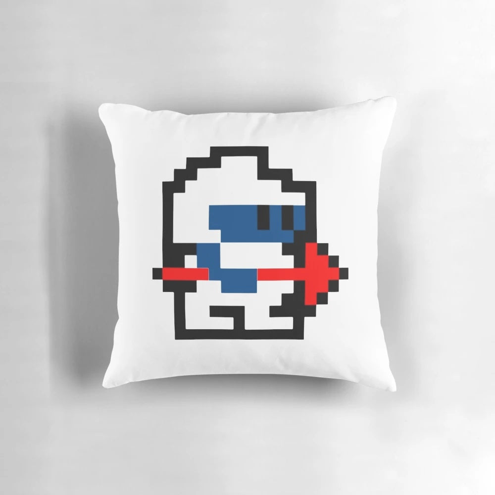 Plush Dig Dug themed pillow, a classic retro arcade game design