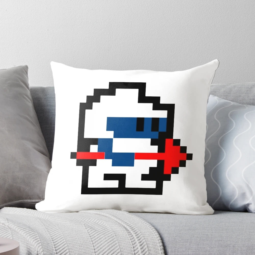 Plush Dig Dug themed pillow, a classic retro arcade game design