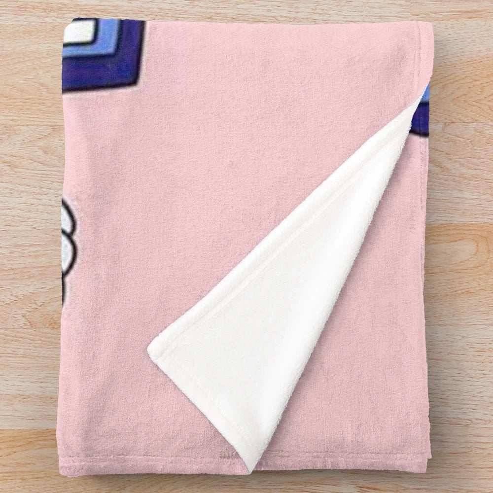 Soft and cozy plush blanket with a retro diskette design