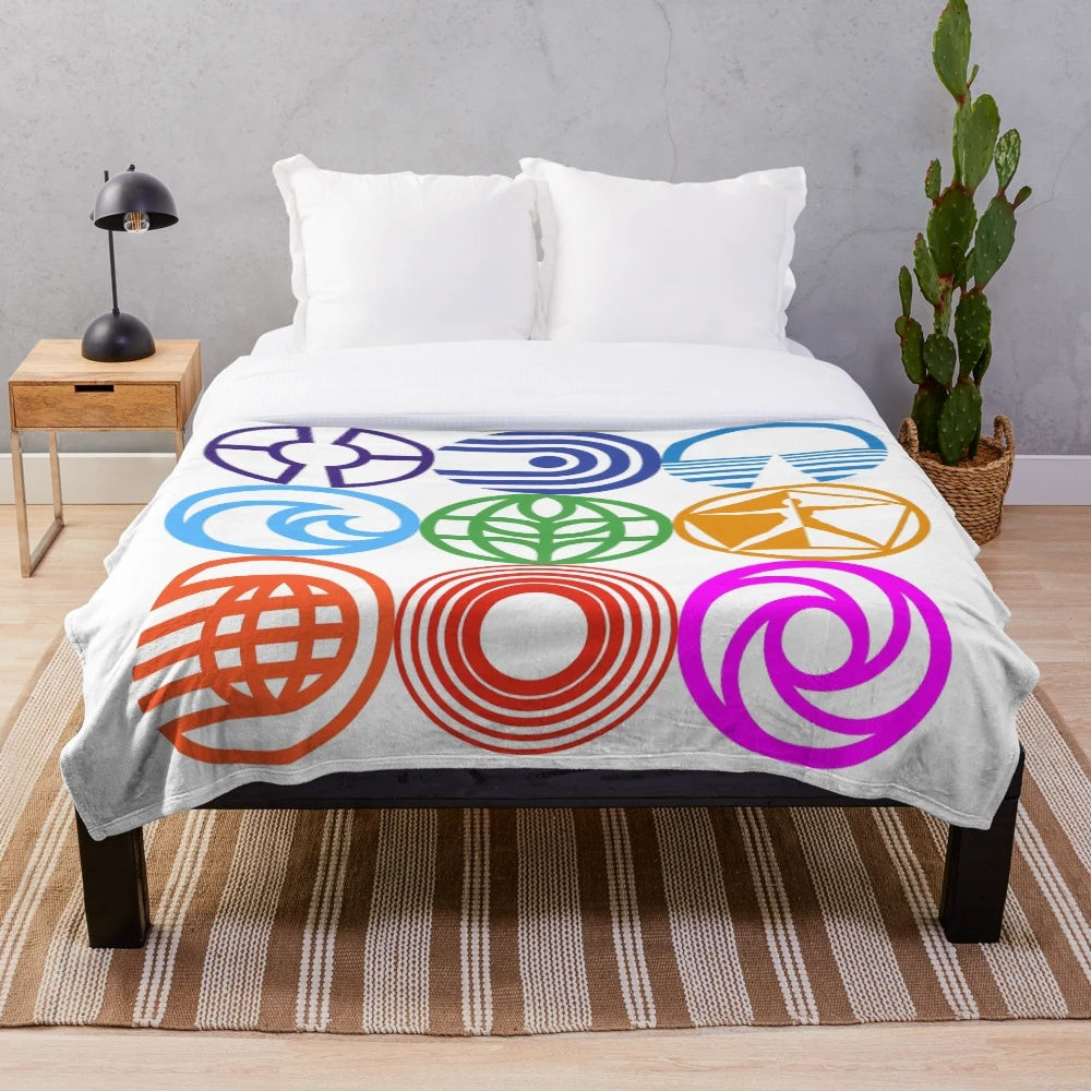 Retro Disney Plush Blanket featuring classic Epcot Center logos and attractions