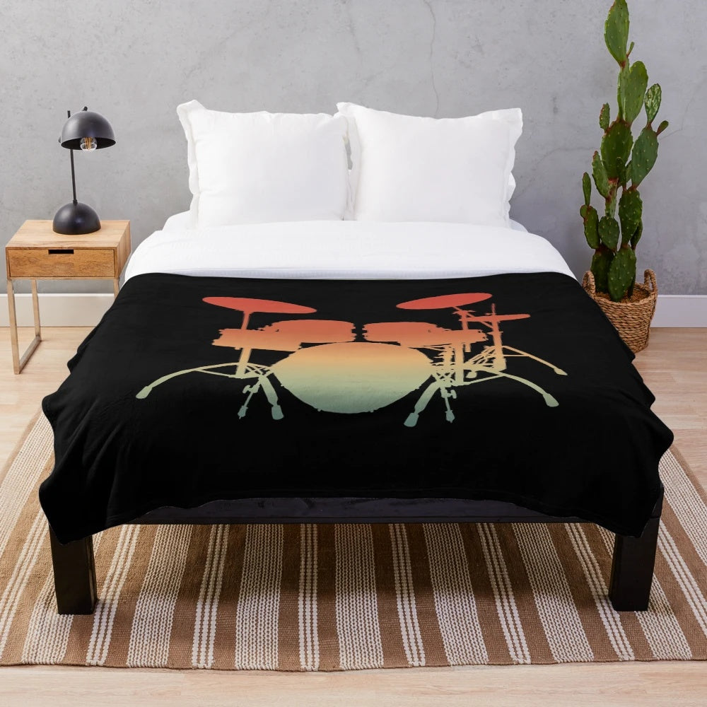 Retro drum silhouette plush blanket