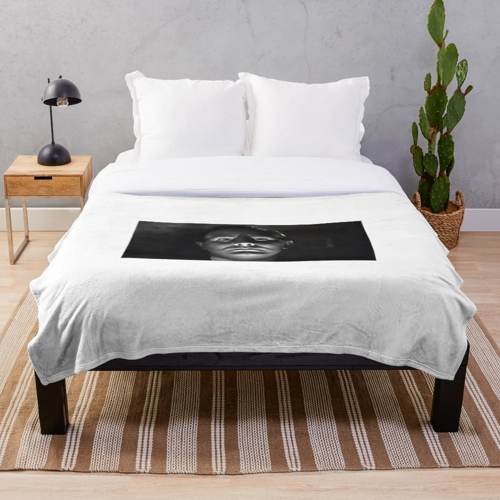 Retro plush blanket featuring the quirky style of legendary director Ed Wood