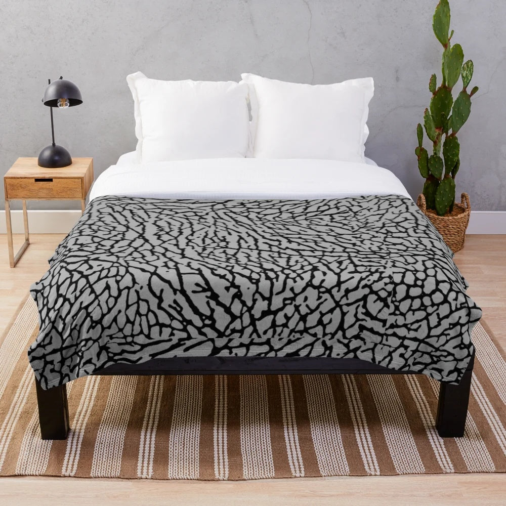 Retro elephant print plush blanket with Jordan-inspired design