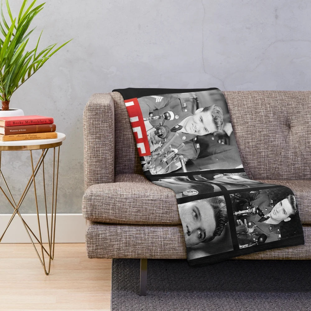 Vintage-style plush blanket featuring classic Elvis Presley imagery
