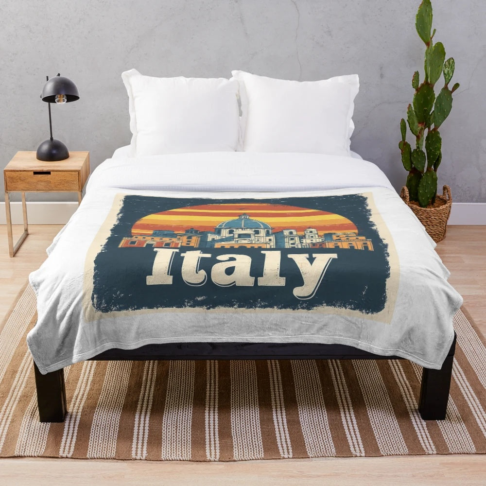 Retro European abstract Italian badge plush blanket