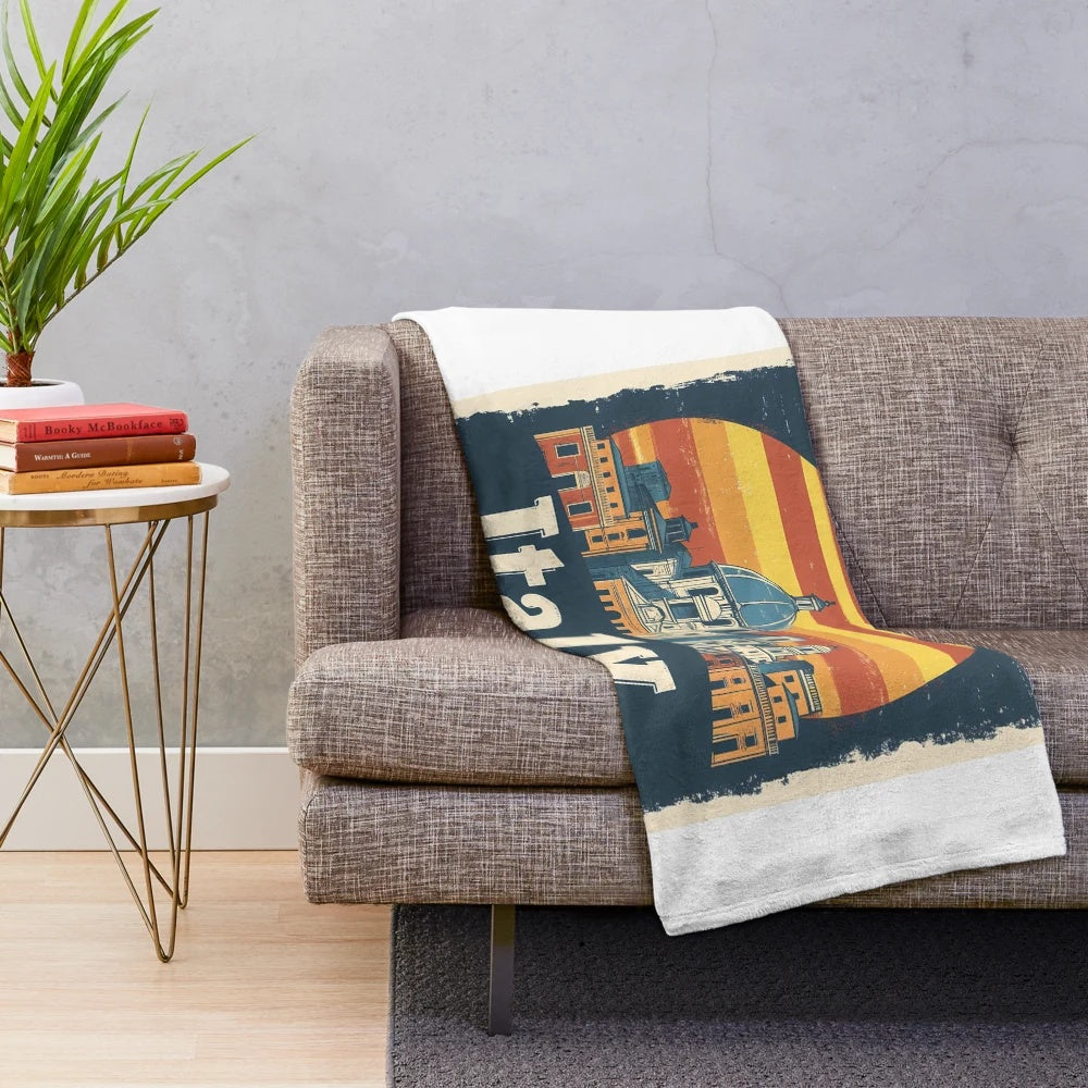 Retro European abstract Italian badge plush blanket