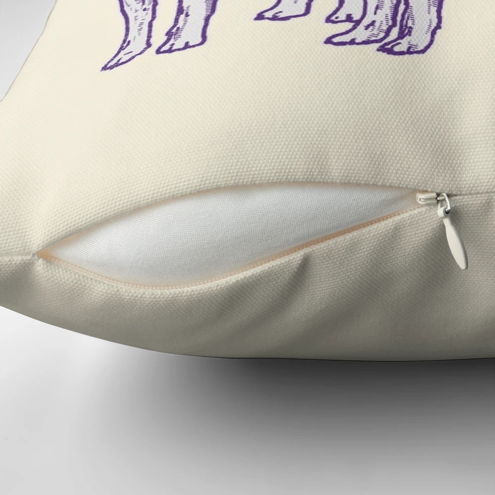 A plush, soft pillow in the shape of a fanny pack with a wolf pack design, perfect for travel, lounging, and adding a touch of 90s/80s style.