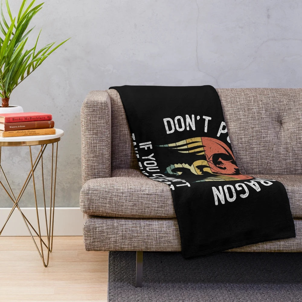 Retro fantasy dragon plush blanket
