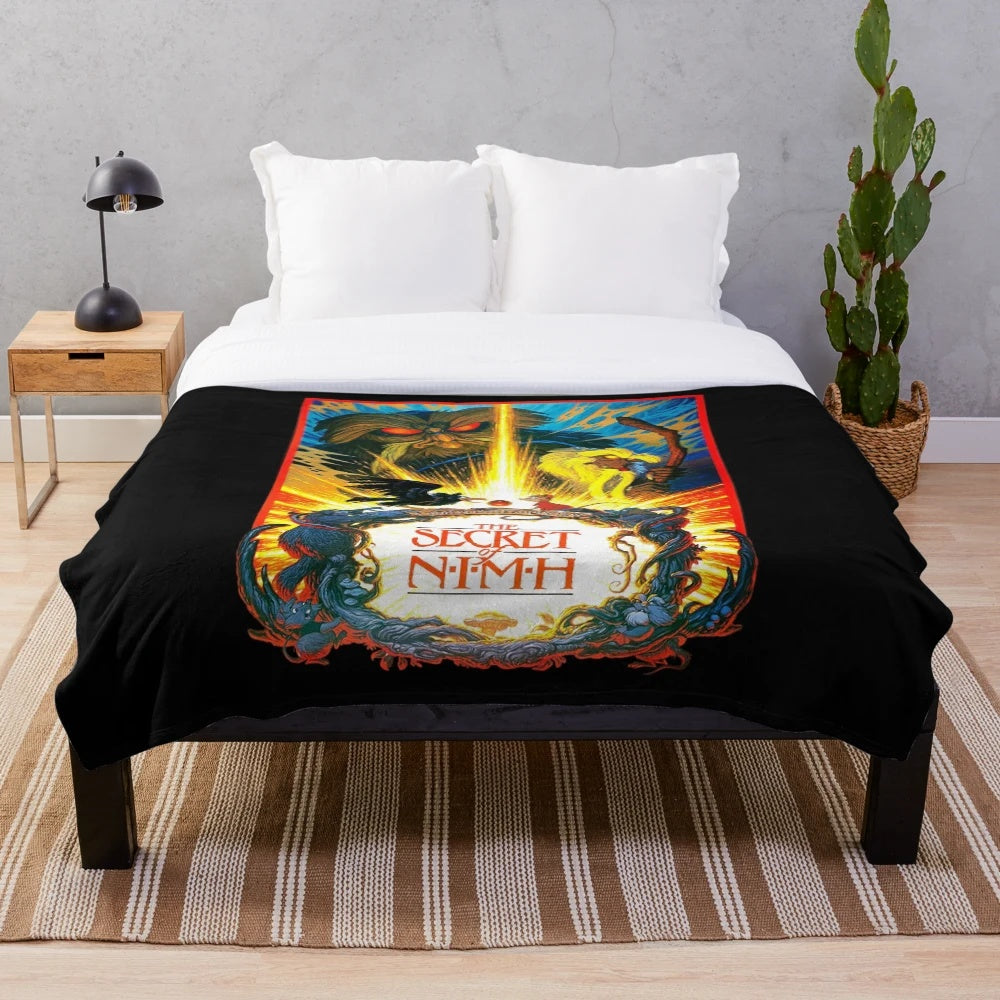 Plush blanket featuring characters from the classic 1980s animated film The Secret of Nimh