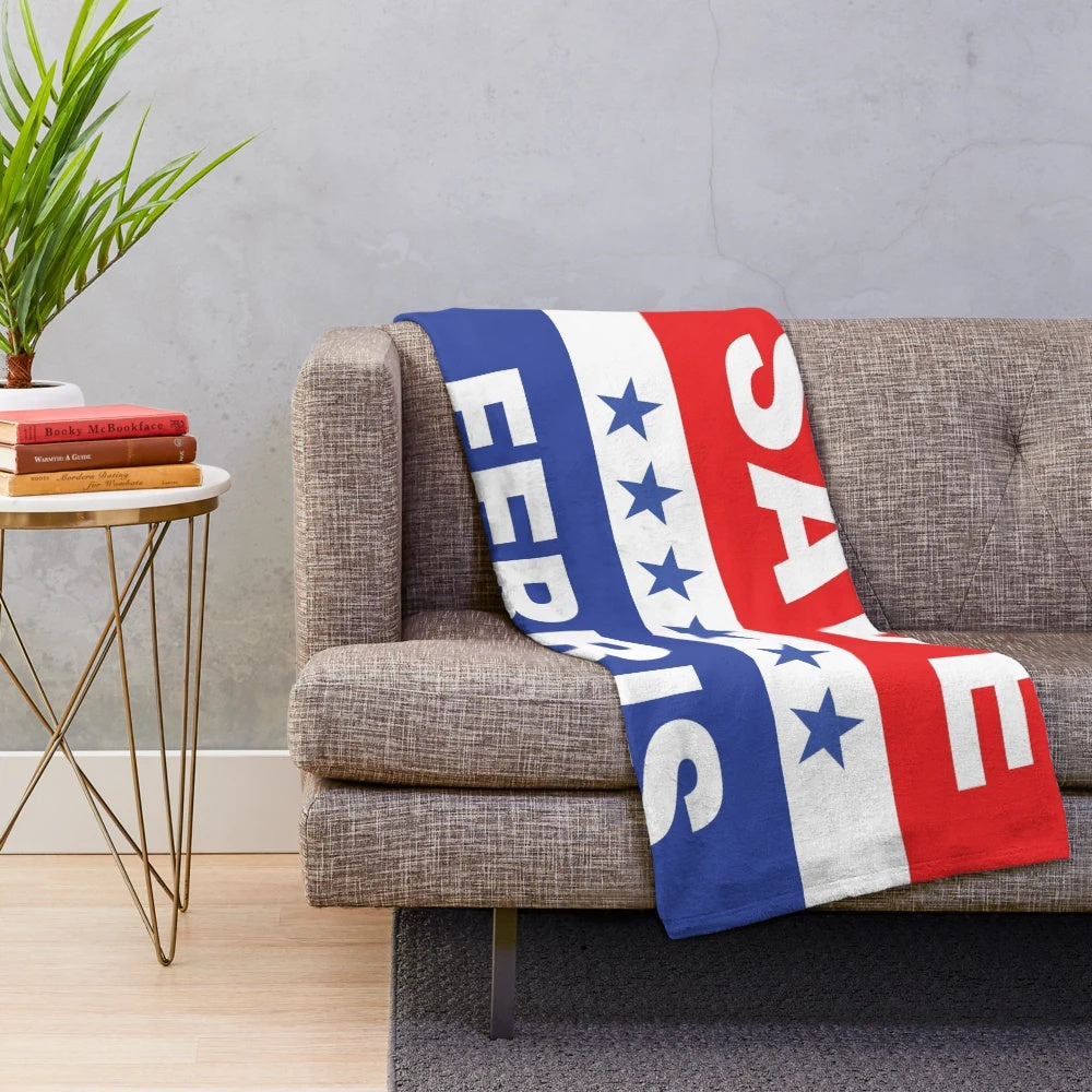 Soft Ferris Bueller inspired plush blanket with election flag design