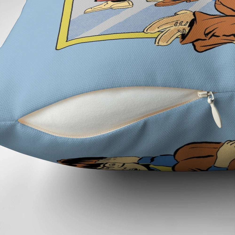 Retro-styled fetal position inspired pillow, a nostalgic and humorous cushion
