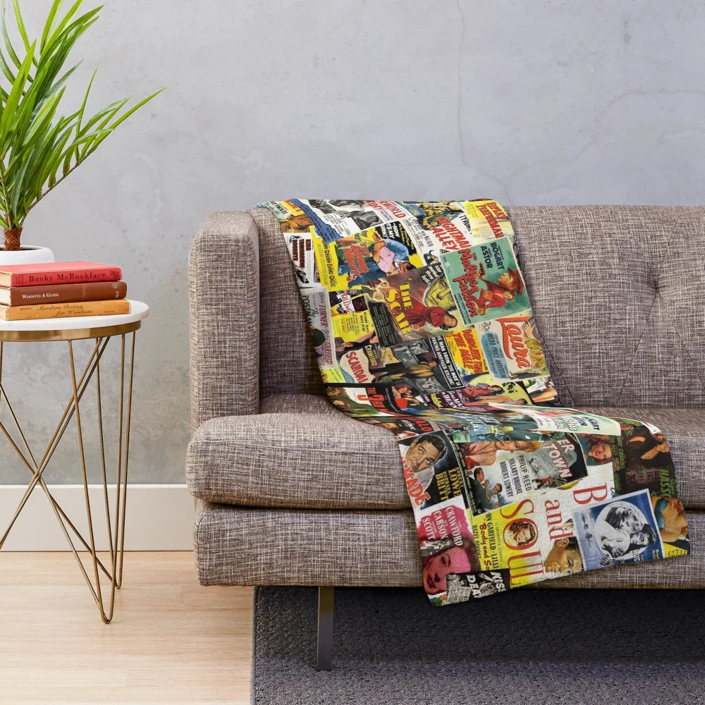 Vintage Movie Poster Collage Plush Blanket