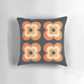 Retro Floral Accent Pillow in Orange and Charcoal
