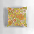 Vibrant retro floral pattern 1960s 1970s style pillow