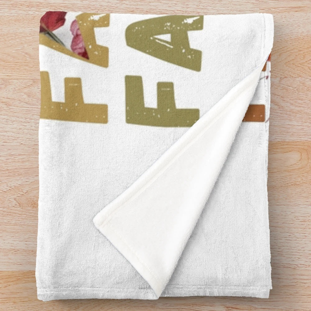 Retro floral patterned plush blanket in autumn colors