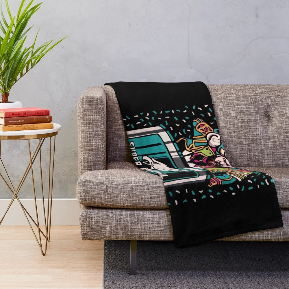 Football plush blanket with vintage sports design