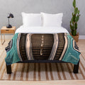 Vintage Ford Edsel inspired plush blanket with classic car grill and logo design