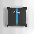 Retro Ford-inspired striped decorative pillow for car enthusiasts