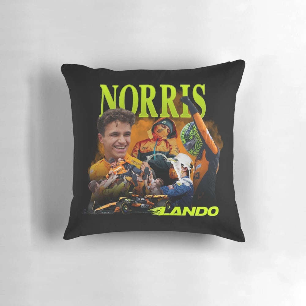 Lando Norris 90s Design Pillow featuring a retro Formula 1 inspired pattern