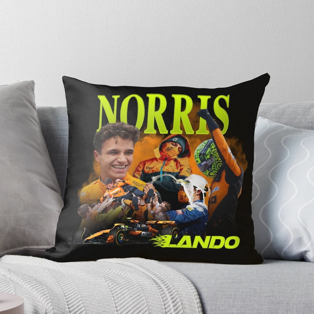 Lando Norris 90s Design Pillow featuring a retro Formula 1 inspired pattern