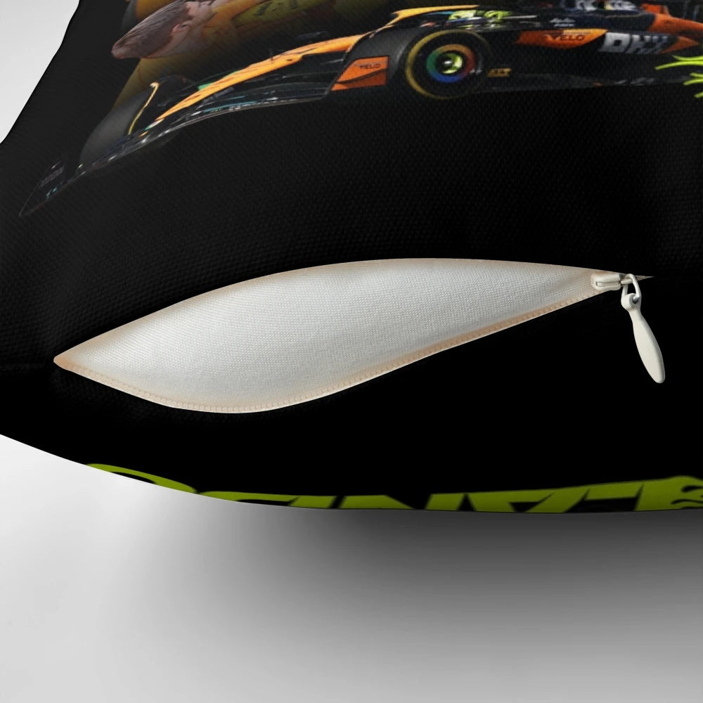Lando Norris 90s Design Pillow featuring a retro Formula 1 inspired pattern