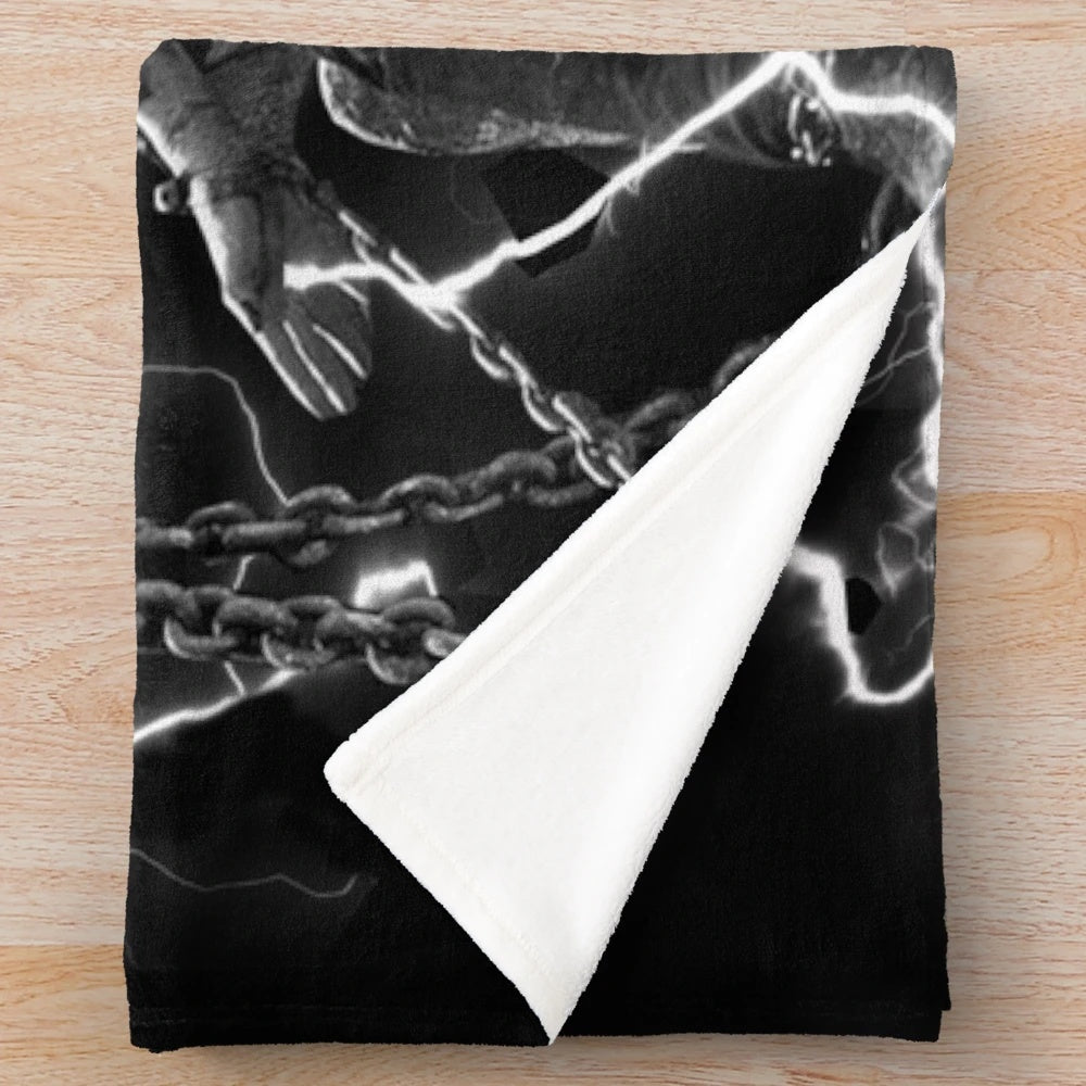 Colorful Frankenstein inspired electric plush blanket