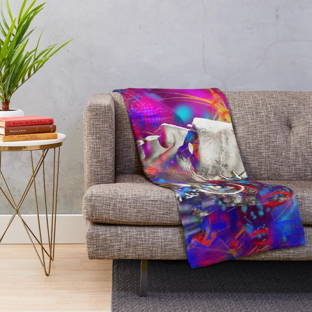 Frankenstein inspired colorful plush blanket