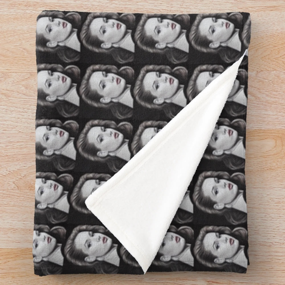 Plush blanket featuring a woman in a French New Wave cinema style