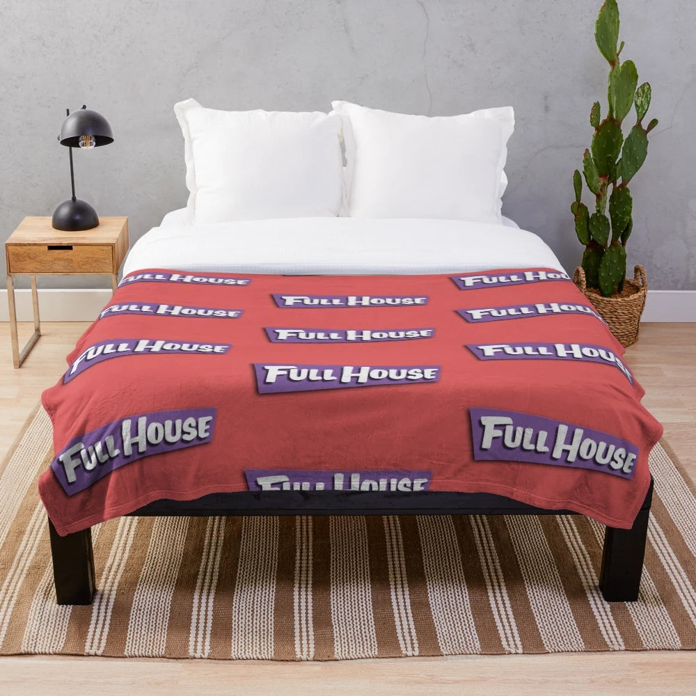 Full House themed plush blanket with show's logo