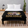 Vintage-style plush blanket with Funkadelic-inspired design