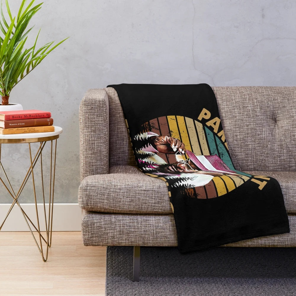 Vintage-style plush blanket with Funkadelic-inspired design