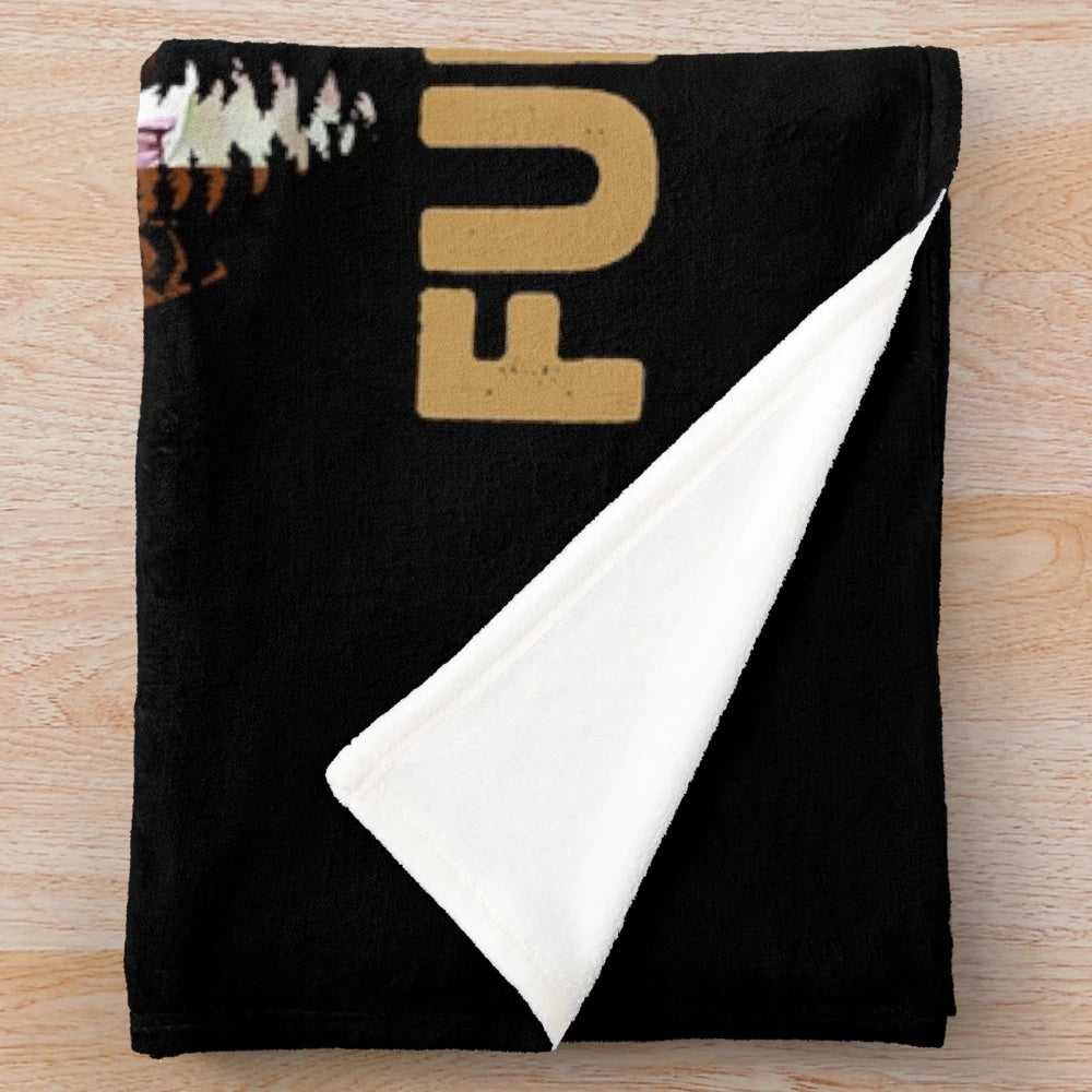 Vintage-style plush blanket with Funkadelic-inspired design