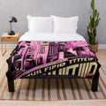 Futuristic city-themed plush blanket with geometric, abstract cinema design