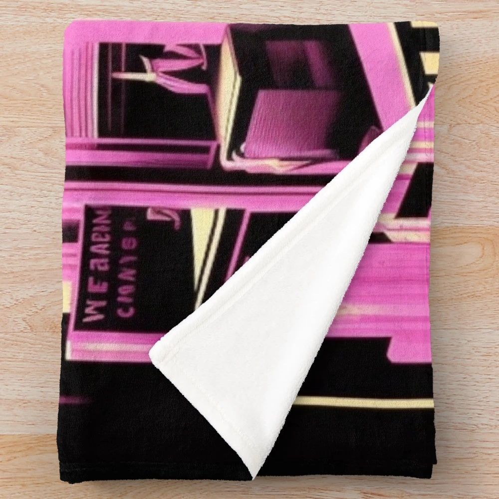 Futuristic city-themed plush blanket with geometric, abstract cinema design