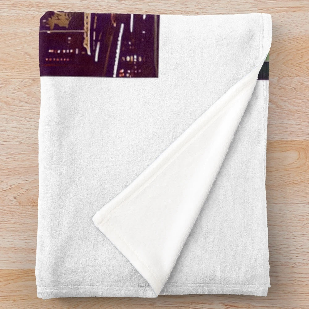 Metropolis Plush Blanket with Retro Futuristic Vintage Movie Poster Design